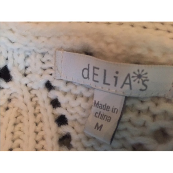 DELIA'S IVORY OPEN CABLE KNIT CARDIGAN SWEATER SIZE MEDIUM - Picture 6 of 6